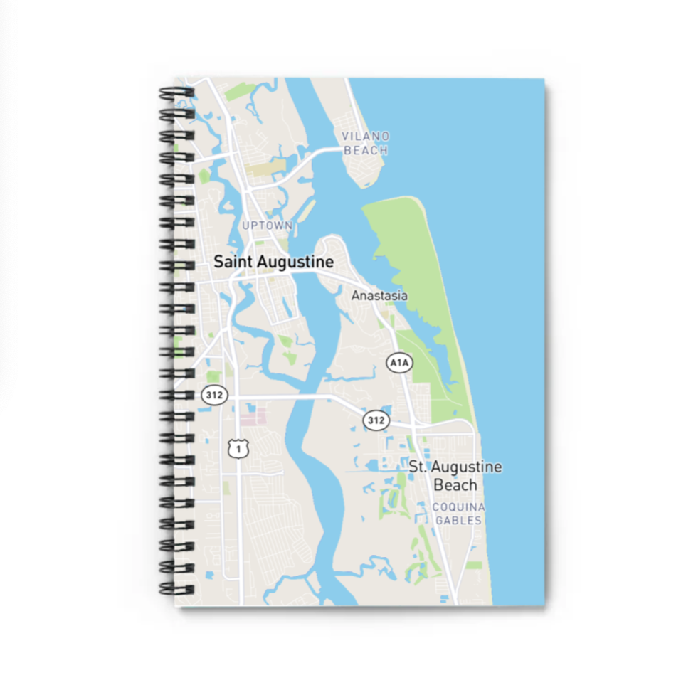 notebook with map of saint augustine on front