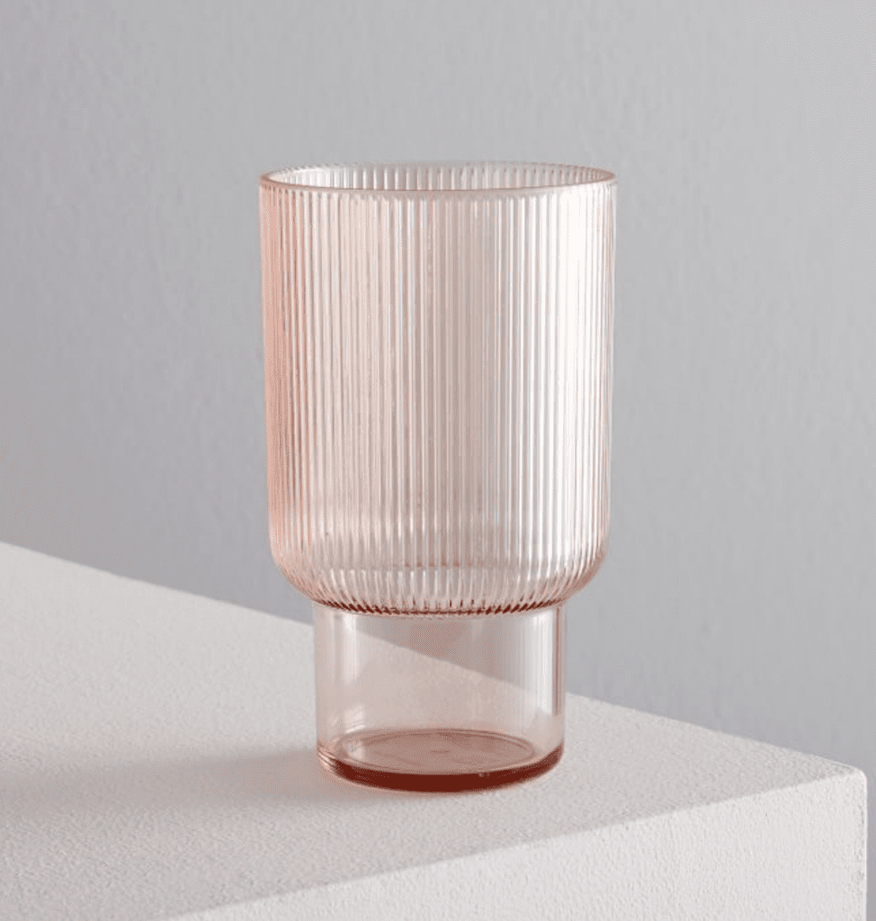 fluted pink grapefruit acrylic drinking glass for coastal farmhouse dining room