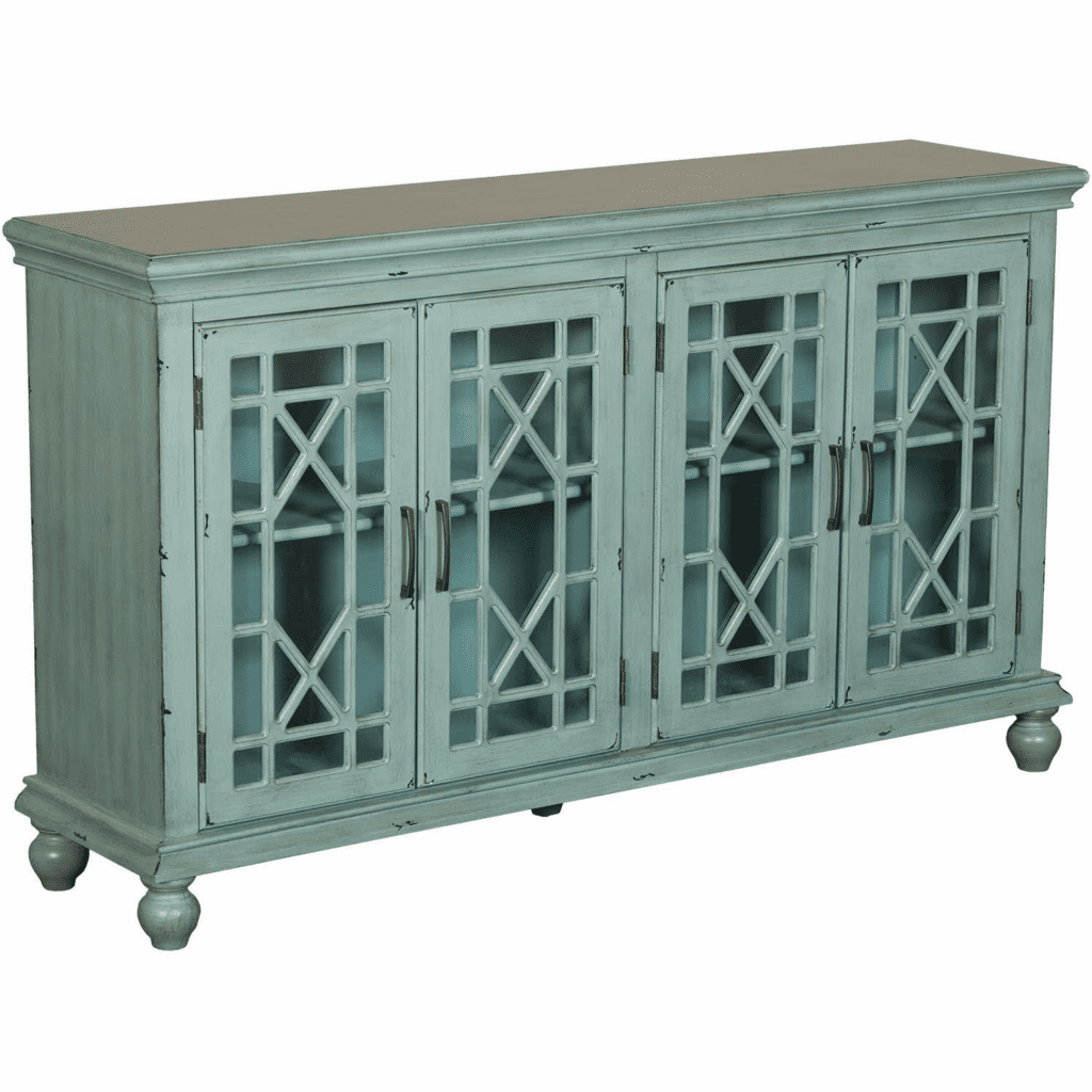 Teal Four Door Cabinet