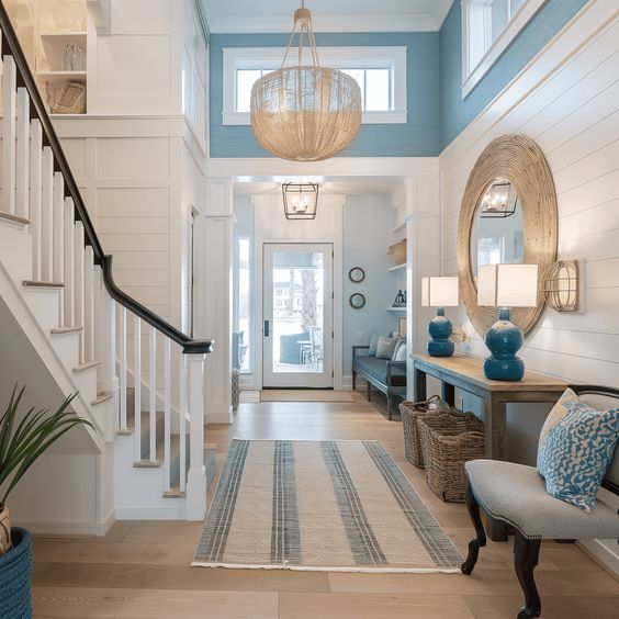 Coastal Serenity Foyer in Light Blue Concept by Home Decor Bliss