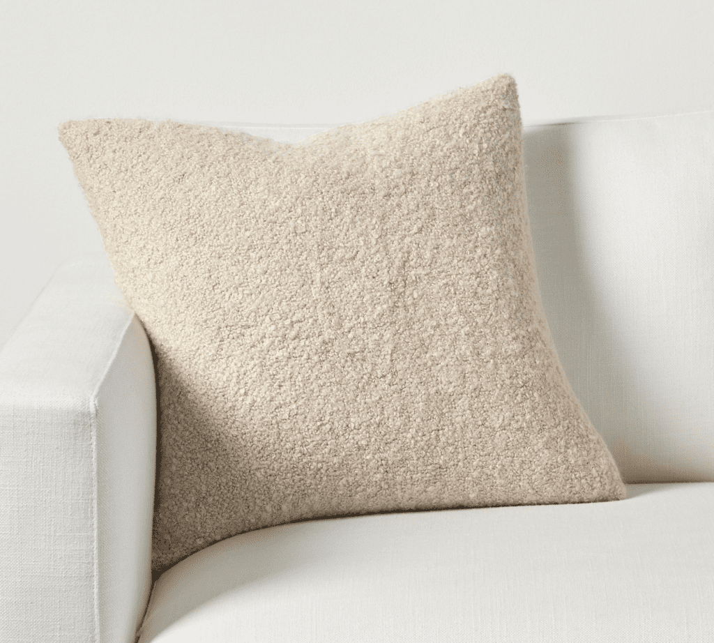 White boucle pillow