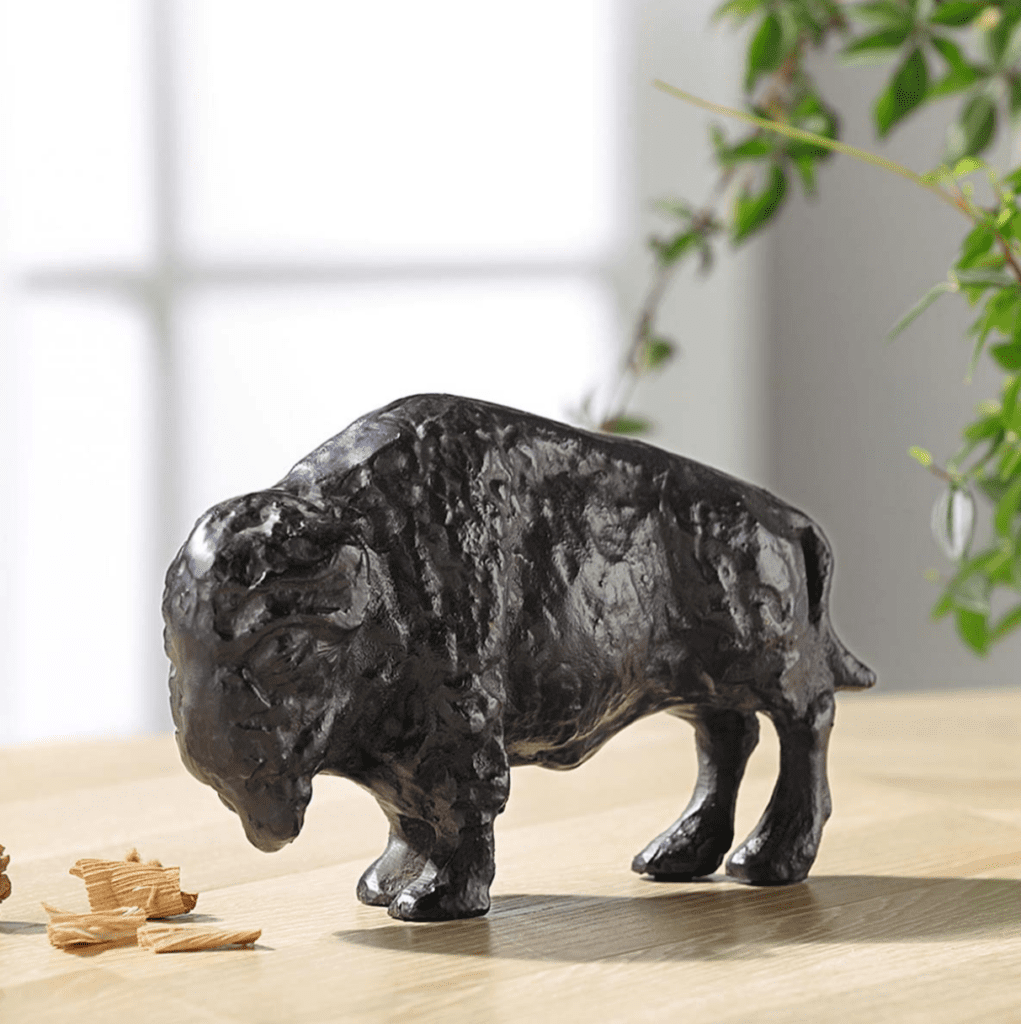 Bison sculpture in black